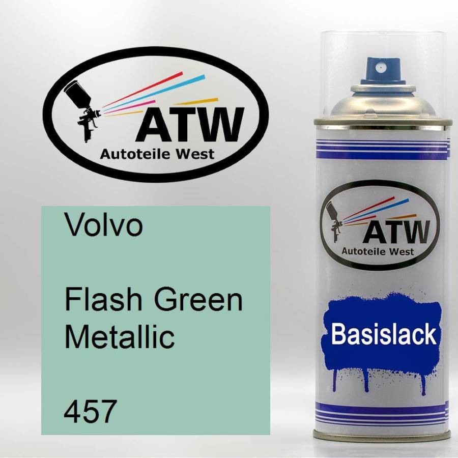 Volvo, Flash Green Metallic, 457: 400ml Sprühdose, von ATW Autoteile West.